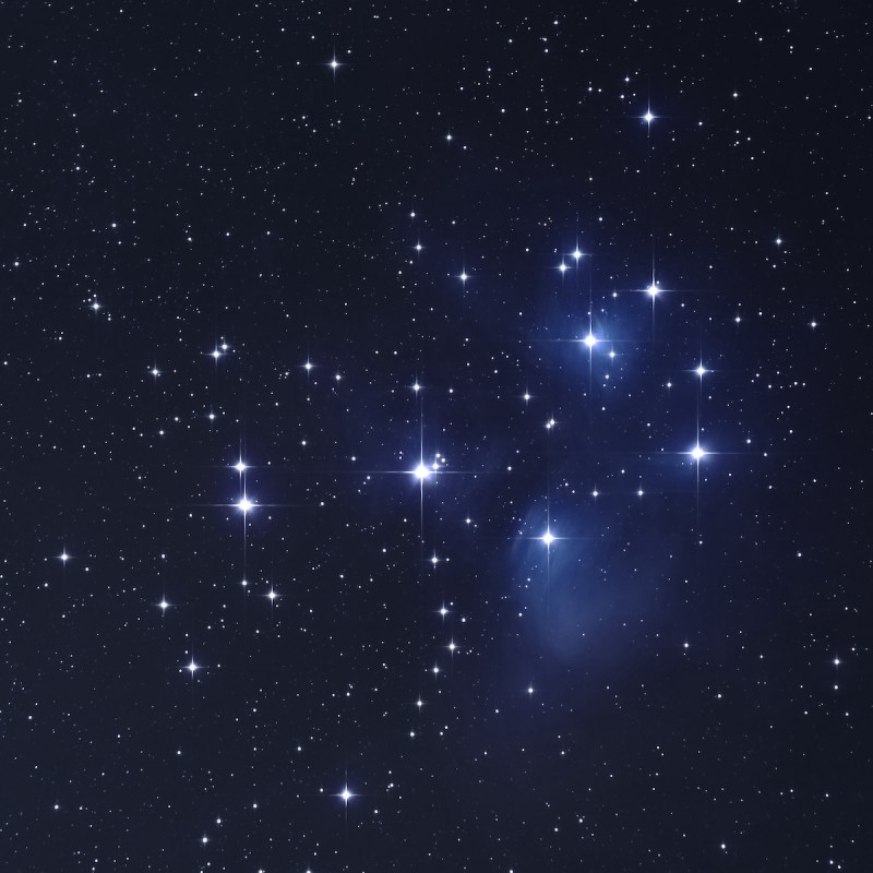 M45 Pleiades Star in the dark night sky