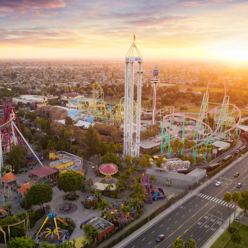 Aerial view of Knott's Berry Farm theme park