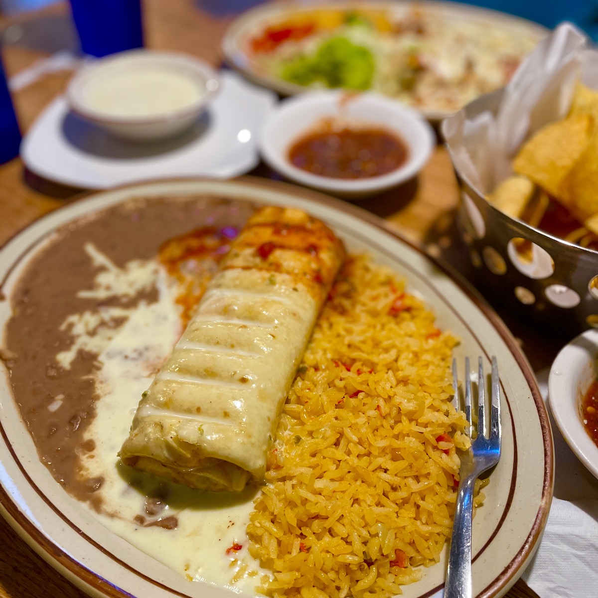chimichanga platter at Casa Mexico