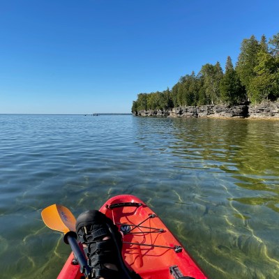 Kayaking along Cave Point County Park