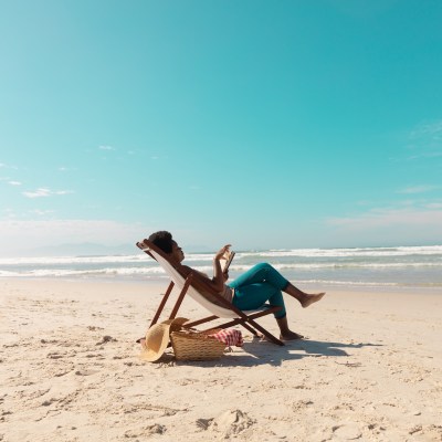 on a beach mature woman