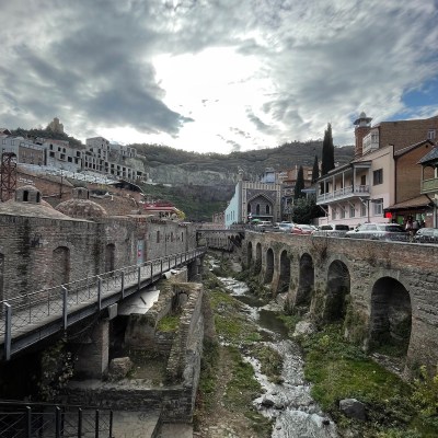 Hot spring streams in Tbilisi, Georgia