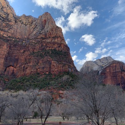 View of Zion National Park from the park lodge