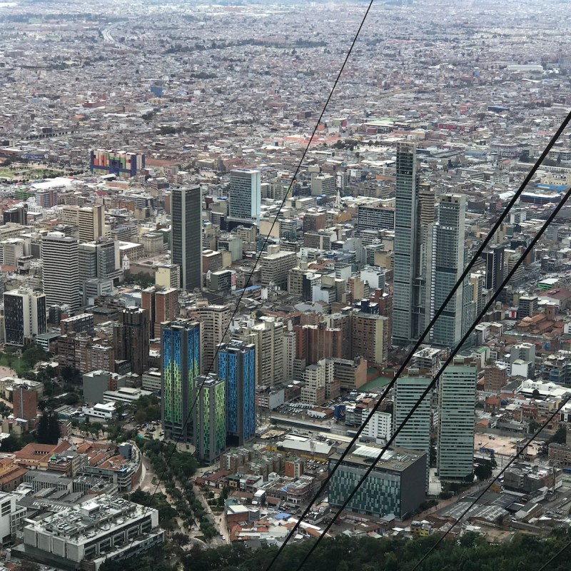 View of Bogotá from the funicular en route to Monserrate