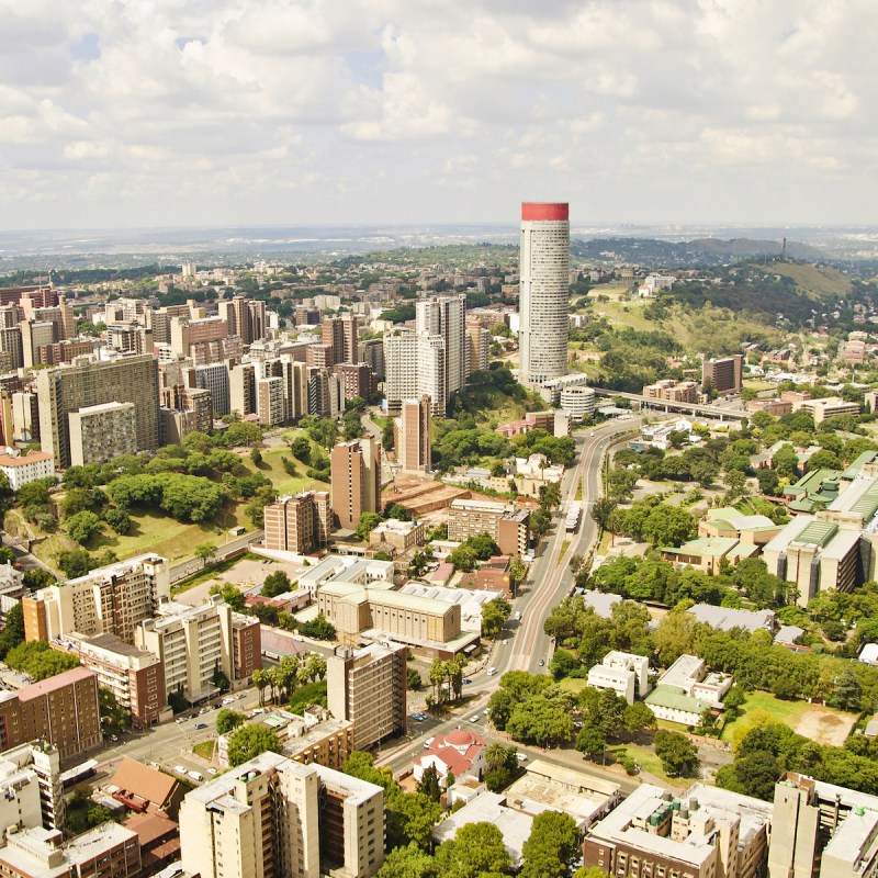 Aerial view of the downtown Johannesburg skyline