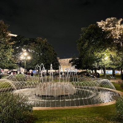 Piazza Bra Fountain at night in Verona, Italy