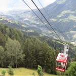 Cable taking hikers to Merano 2000, the mountains above Merano, Italy