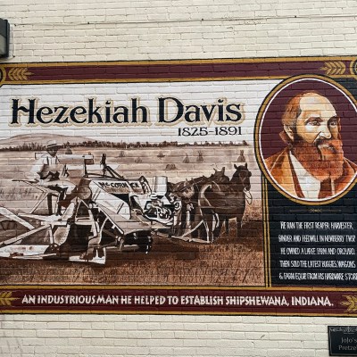 Cool mural in Shipshewana of one of its founding fathers, Hezekiah Davis