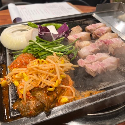 Korean barbecue being prepared