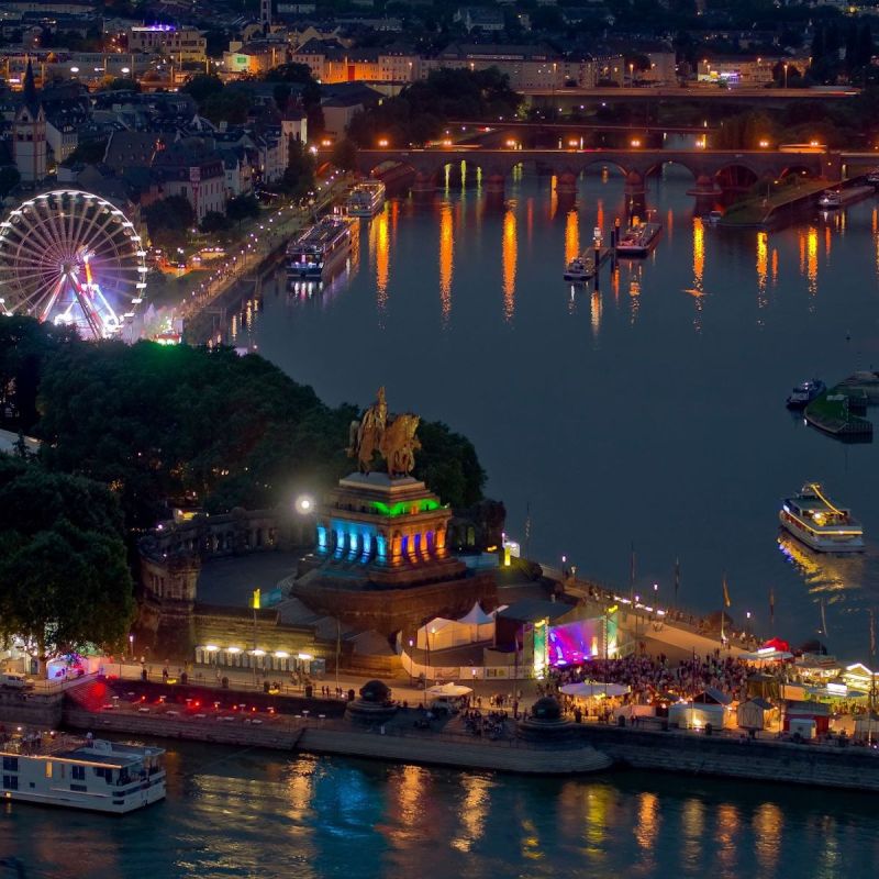 Aerial overview of the Rhine In Flames Festival