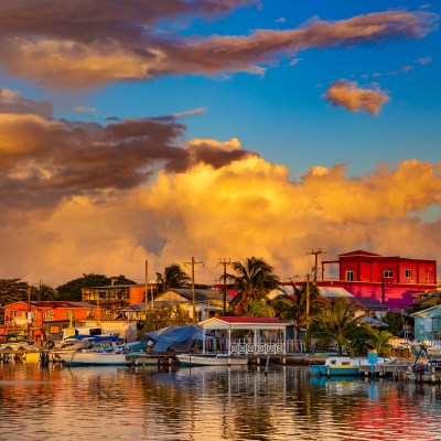 Belize harbor during sunset