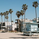 Inviting hotels and inns line the beach in Venice Beach, California