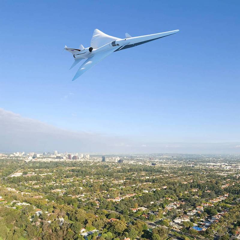 This artist's concept image depicts a new low-boom flight demonstration X-plane.