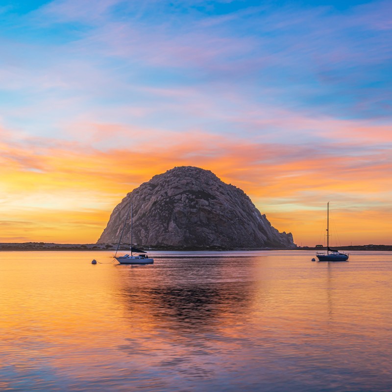 Morro Rock at sunset, Morro Bay, California