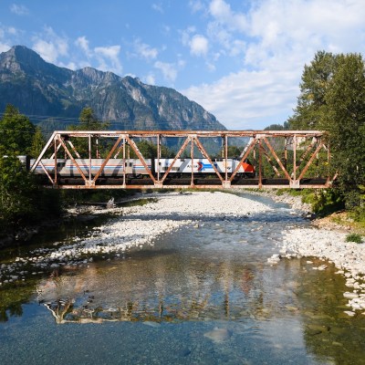 Empire Builder train in Index, Washington