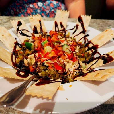 Delicious hummus dip with crackers at the Milwaukee Grill