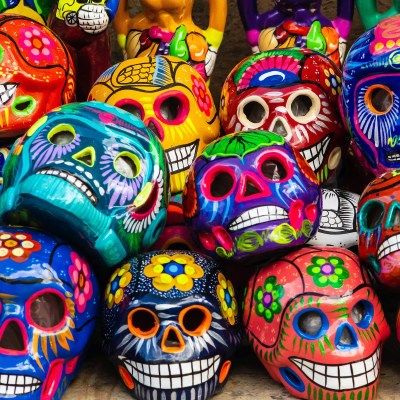 Day of the Dead skulls on display