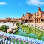 The intricate architecture of Plaza de España in Seville, Spain