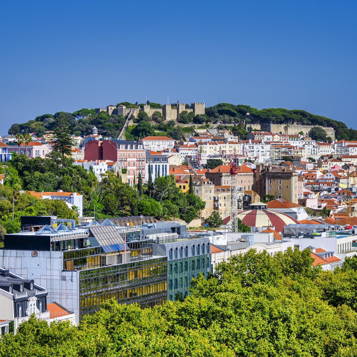 Saint George Castle from the Sky Bar in Lisbon