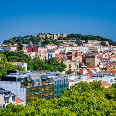 Saint George Castle from the Sky Bar in Lisbon