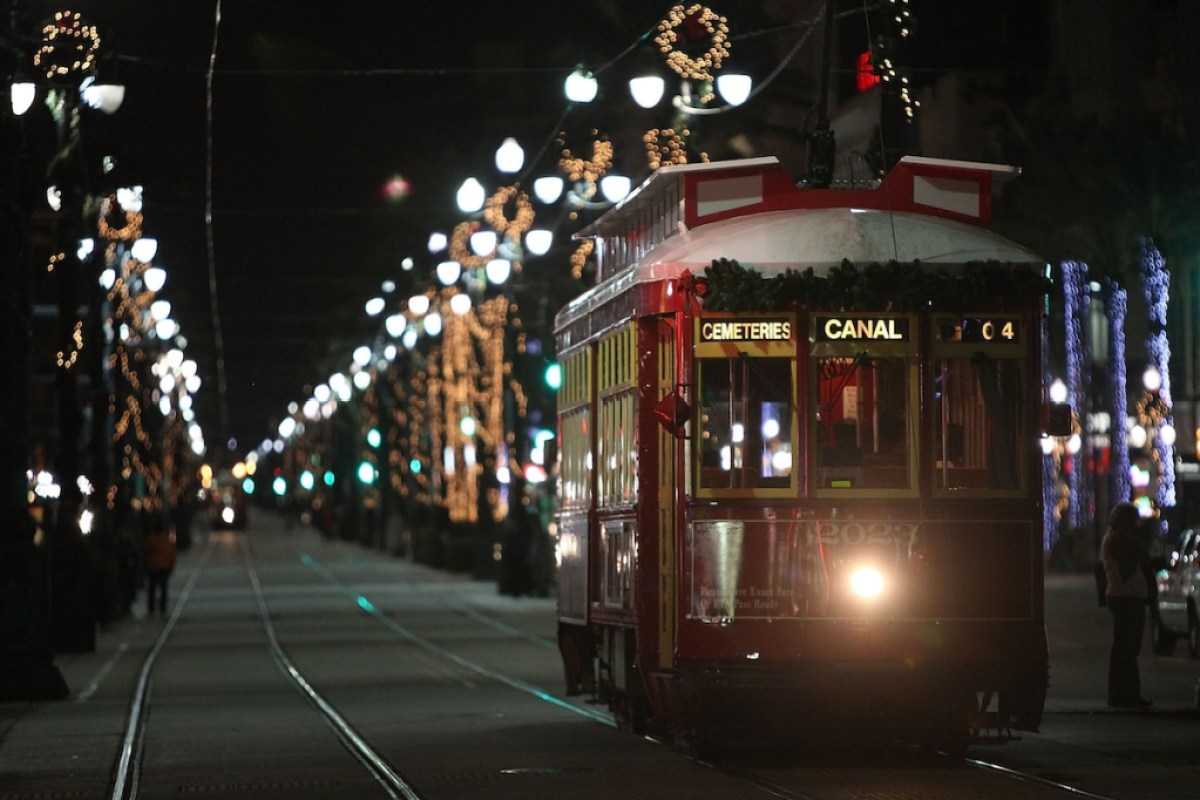 Canal Street in New Orleans during Christmas time