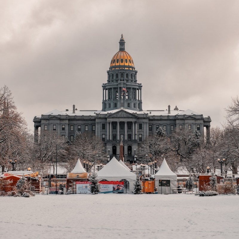 Denver City Hall during the holidays