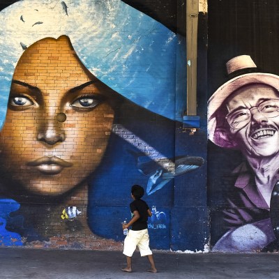 Street mural on World Art Day in Rio de Janeiro