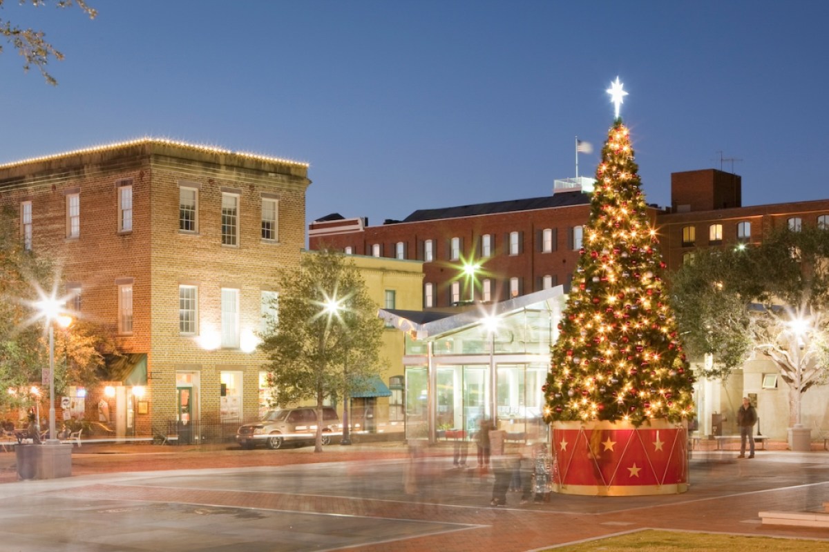 Christmas tree in downtown Savannah