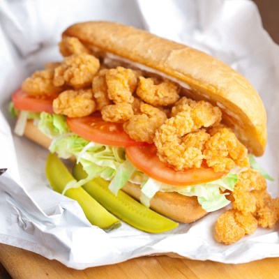Shrimp po'boy, a well-known food in New Orleans