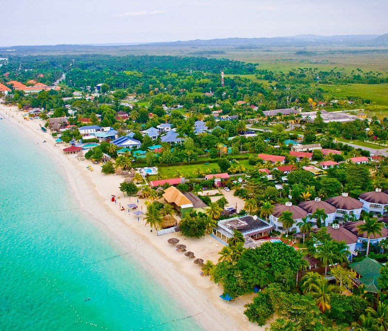 Aerial view of a resort in Negril