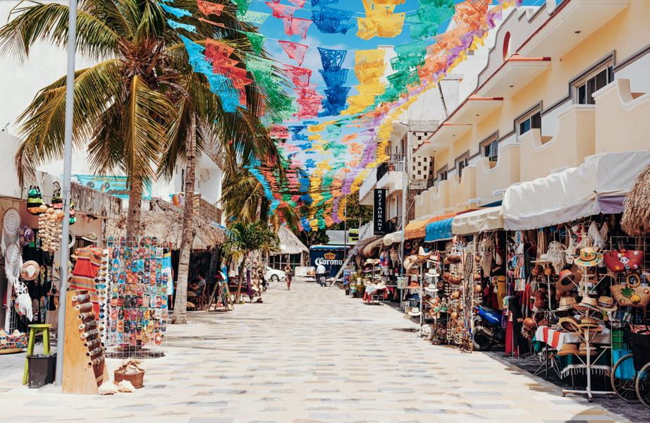 Shops in the streets of Tulum