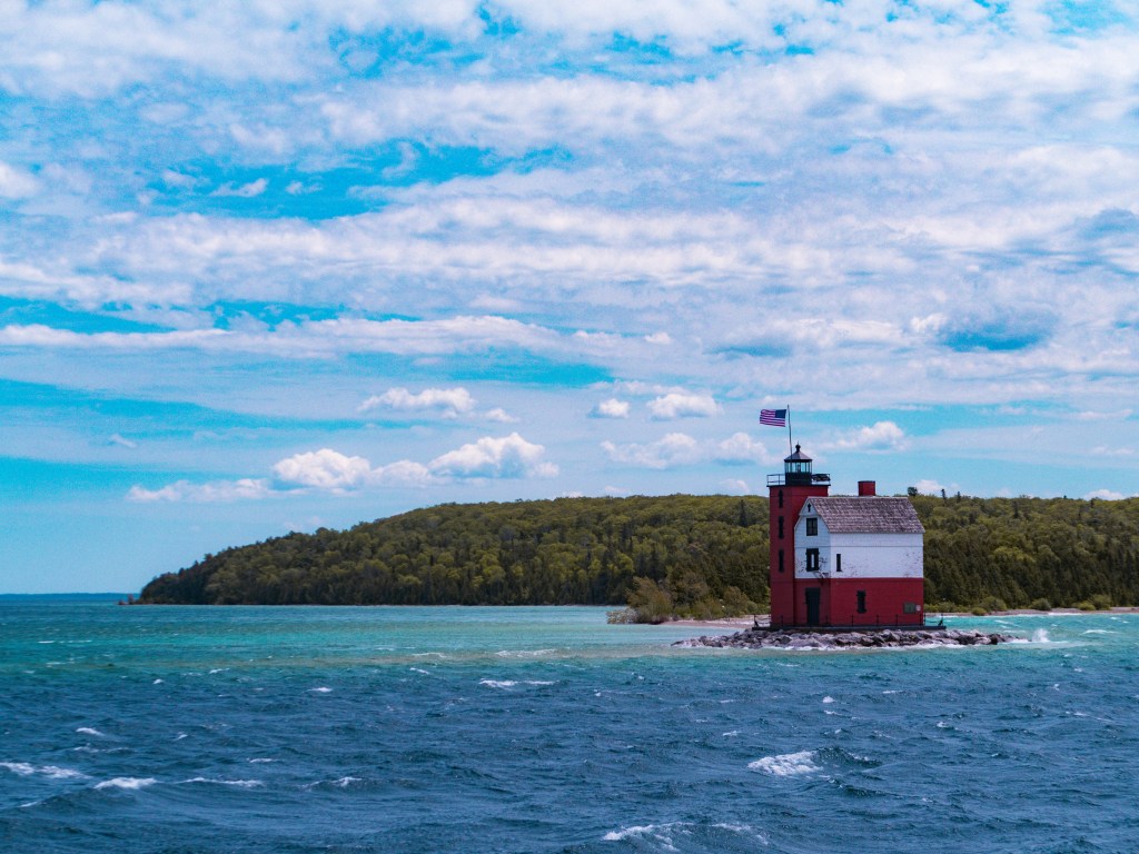 Red and white lighthouse